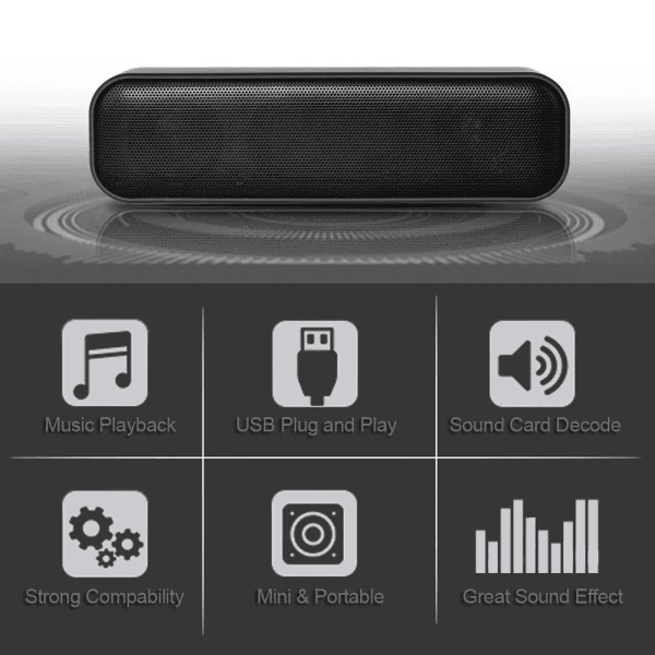 USB Powered Soundbar Desktop Speaker Wired Computer Sound Box for TV Desktop Laptop Computer - Image 3
