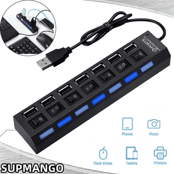 USB Hub Hub USB Adapter Multi Ports Use Power Adapter Extensor USB 2.0 PC Computer Accessories Switch USB for Laptop - Image 2
